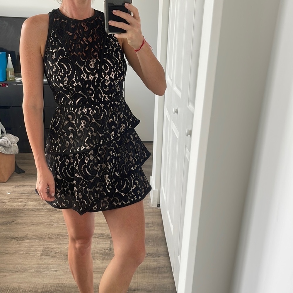 Do+be lace tiered mini dress